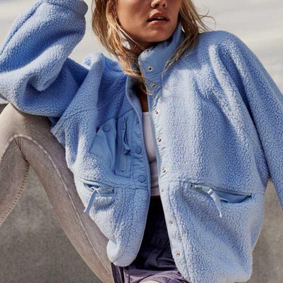Free People Jackets & Blazers - Free People Hit the Slopes Fleece Jacket in Celestial Size Small